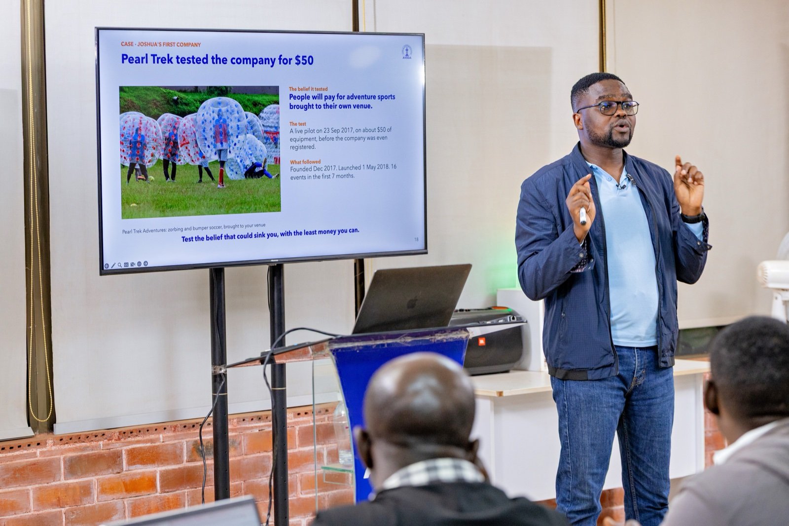 Joshua Pi'Rwot teaching the first evening of AVODA's MVP Pilot Projects module, September 2026.